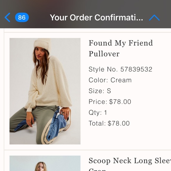 LIKE NEW - Free People - Found My Friend Pullover in Small Cream Boucle - Picture 2 of 6